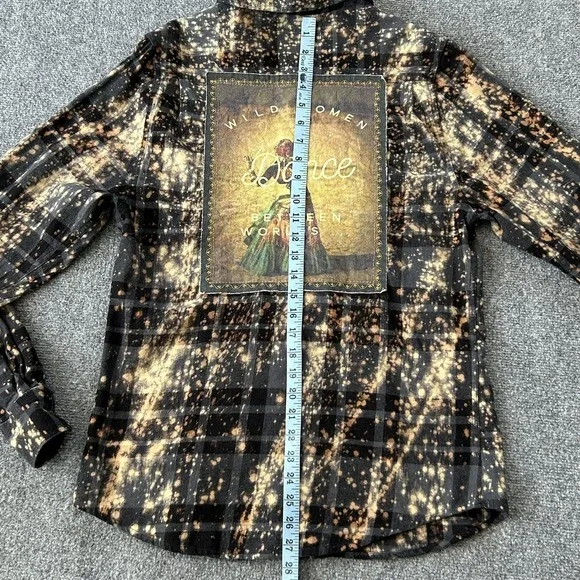 Angry Minnow Vintage Shirt Womens Small Black Bleached Flannel Wild Women Dance - Picture 11 of 12